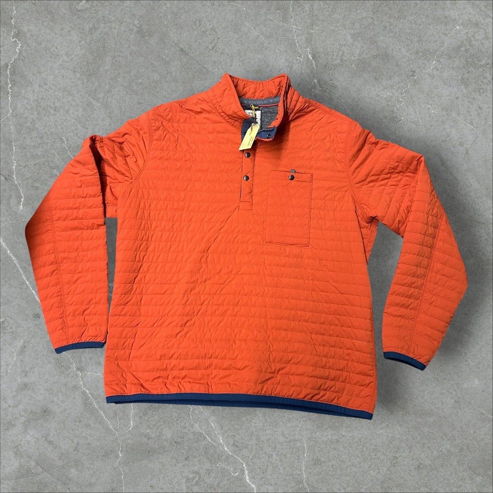Relwen Windzip Popover Men 2X Orange Quilted Snap Neck Pullover M104702 Coat